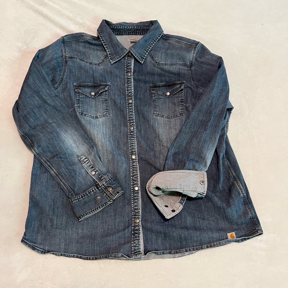 Women’s Carhartt Western Denim Snap Button Shirt Size XXL
